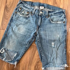 True Religion Distresses Denim Shorts